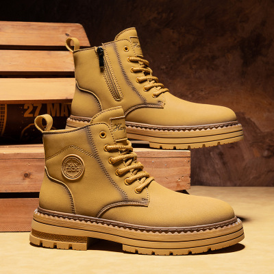 秋冬新款高帮马丁靴时尚舒适超纤户外运动厚底英伦户外男靴