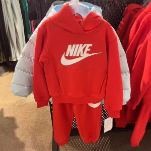 NIKE耐克运动套装舒适加绒保暖针织小童连帽卫衣长裤FV6007-657 D