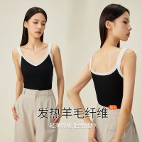 秋冬新款发热羊毛保暖背心女加绒一体式带胸垫内搭可外穿吊带