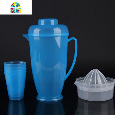 全新料大容量塑料家用商用男女学生泡茶壶耐热防摔冷水壶水杯子 FENGHOU 四个水杯+水壶红色凉水壶