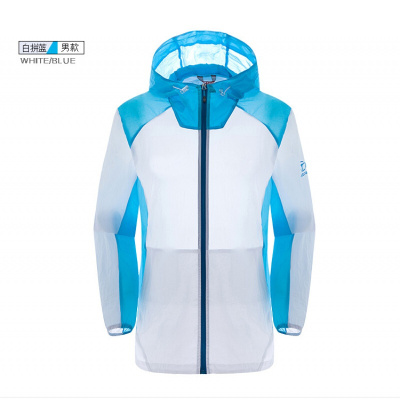 珂卡慕(KEKAMU)户外防晒衣皮肤防风衣男女透气春夏季运动糖果色衫沙滩服男款-白色S