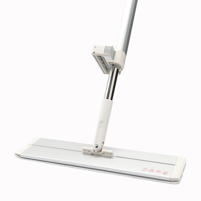 好媳妇免手洗大号平板拖把自动回弹可站立平拖免手洗拖把家用吸水地拖墩布新灰白40cm共4块配布