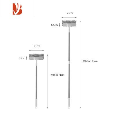 三维工匠卫生间地板刷长柄伸缩硬毛刷子浴室瓷砖刮水洗地清洁刷
