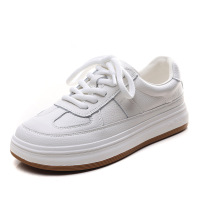 头层牛皮厚底小白鞋女秋季新款百搭休闲板鞋软底软面舒适单鞋