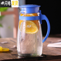 三维工匠玻璃杯套装冷水壶凉水壶瓶大容量泡茶壶防爆家用耐热凉白开水杯 1.25蓝色壶