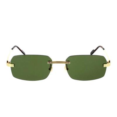 卡地亚(Cartier)钛金太阳镜男款Cartier金绿矩形商务时尚超轻男士 金色