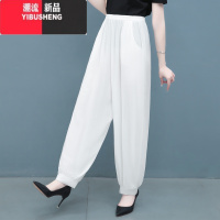 YIBUSHENG季新款女士棉绸大码防蚊束脚裤妈妈装灯笼裤宽松广场舞休闲长裤