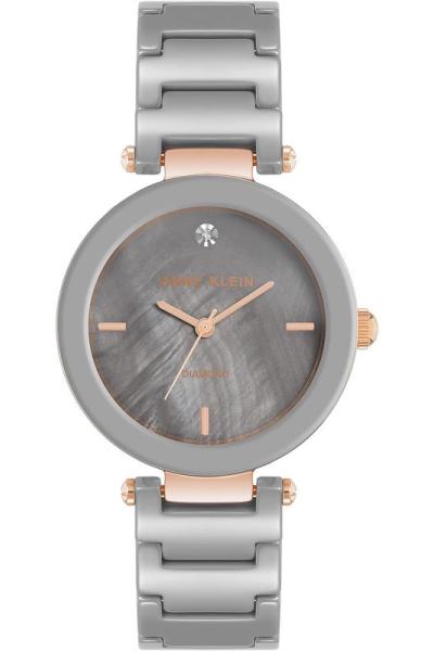 Anne Klein手表女秒针石英陶瓷表带圆形表盘30毫米表盘商务休闲