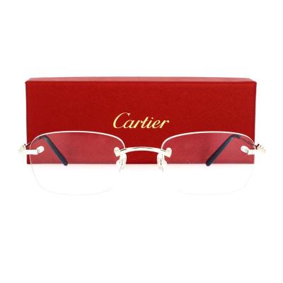 卡地亚(Cartier)Cartier太阳镜金属框架透明银色矩形中性款近视眼 银色