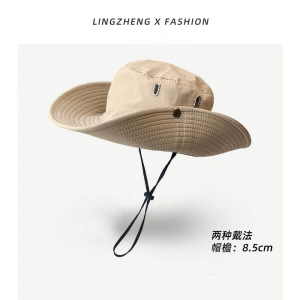 西部牛仔防晒帽女夏季防紫外线户外登山太阳帽大头围遮阳渔夫帽子3759A