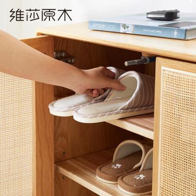 森美人日式全实木双藤编鞋柜橡木简约现代卧室储物厅玄关柜