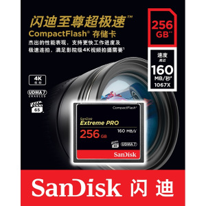 闪迪(SanDisk)256GB CF(CompactFlash)内存卡 4K 3D视频 UDMA-7 至尊超极速相机存