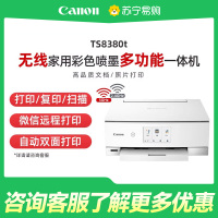佳能TS8380t白色A4喷墨6色打印复印扫描一体机学生家用小型微信远程打印自动双面高清照相片办公