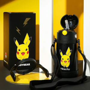 皮卡丘杯具熊儿童水杯幼儿园宝宝防漏吸管杯儿童防摔防呛学饮杯 鸭嘴杯保温杯BEDDYBEAR学饮杯