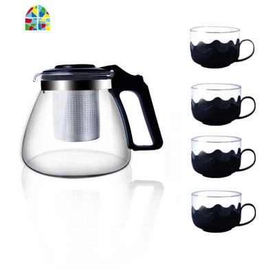 玻璃泡茶壶套装 家用茶具套装 茶杯冷水壶玻璃功夫茶具 茶叶过滤 FENGHOU 1000毫升泡茶壶凉水壶