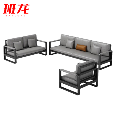 班龙皮质沙发3+2+1灰色套