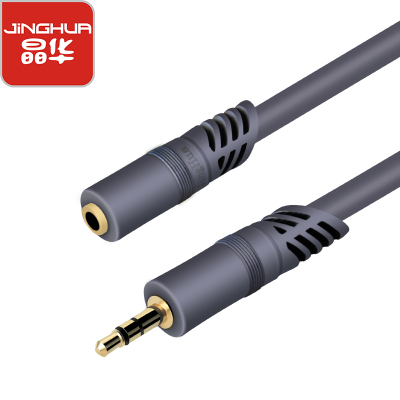 晶华音频延长线通用手机平板耳机车载车用笔记本电脑音频音响3.5mm公对母延长线加长线5米灰色A230I5米