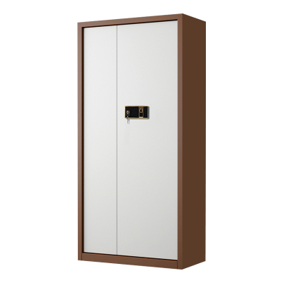 利特莱依指纹电子保密柜钢制密码文件柜档案柜矮柜保密资料柜办公柜通门咖白色:钥匙指纹锁