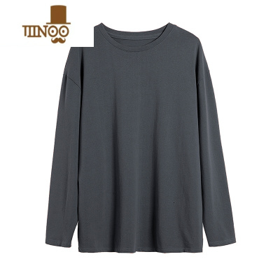 YANXU长袖男夏季潮牌宽松圆领休闲上衣服百搭帅气打底衫内搭T恤男