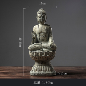 添福运 树脂摆件禅意佛像工艺品家居客厅电视柜酒柜装饰品玄关现代简约家居客厅酒柜小装饰品摆件办公室装饰品禅意佛像摆件