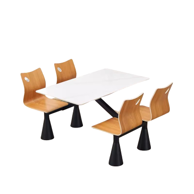 迅迈 4人位1200*700*750mm学生学校食堂餐桌椅连体桌椅工厂员工饭堂餐桌公司单位岩板餐桌椅