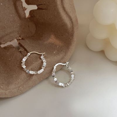 s925纯银新款流动碎银子小众设计ins耳环时尚高级感耳饰耳扣耳钉送女朋友老婆情人节七夕生日礼物