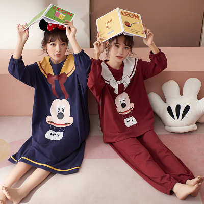 萧淑妃闺蜜睡裙女春秋季甜美可爱卡通少女学生休闲可外穿纯棉长袖睡衣家居服套装