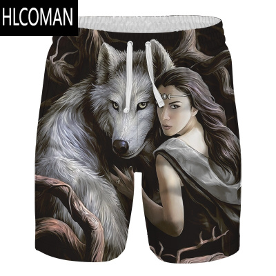 HLCOMAN夏男士3D美女宽松大码休闲速干透气冰丝凉爽五分裤大裤衩短裤
