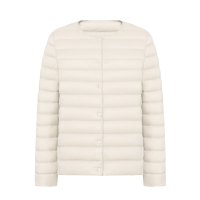 新女式新款90绒纯色女装圆领V领简约长袖羽绒服外套