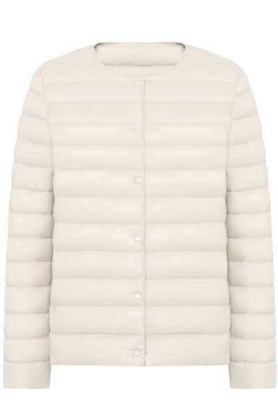 新女式新款90绒纯色女装圆领V领简约长袖羽绒服外套