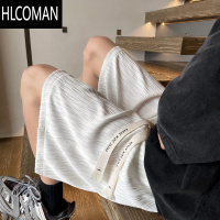 HLCOMAN褶皱肌理感冰丝短裤男夏季薄款沙滩中裤大码宽松休闲运动五分裤子