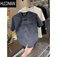 HLCOMAN夏季潮牌立体字母个性晕染短袖T恤男装2025新款青年圆领半袖体恤