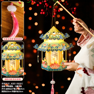 马年新年灯笼儿童手提手工DIY材料元宵鱼灯金鱼花灯拍照礼物3750