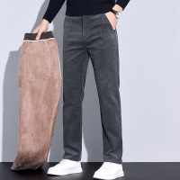 常规加绒可选雪尼尔裤子男弹力轻商务修身加绒保暖北方磨毛休闲裤