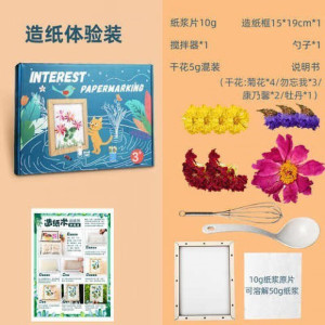 维诺亚古法造纸术套装diy手工非遗纸浆画框花草材料包儿童美术趣味实验