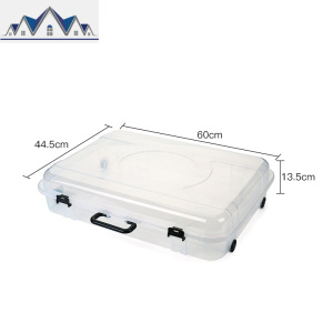 透明床底收纳箱扁平塑料夹缝整理箱床下衣服储物箱滑轮手提收纳盒 三维工匠