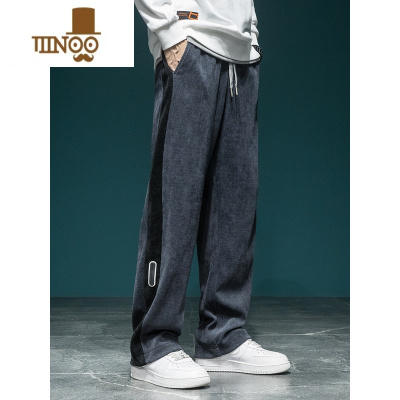 YANXU秋季休闲裤男士宽松大码阔腿运动长裤美式潮牌垂坠感直筒裤子