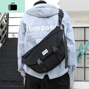 斜挎包男潮牌男士单肩包潮流嘻哈日系机能骑行多功能邮差背包书包NEW LAKE 黑色