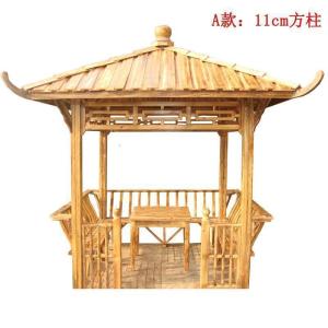森美人防腐实木四角凉亭碳化木亭户外园林木制亭子庭院仿古景观