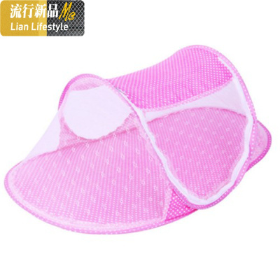 夏季外出免安装蚊帐可折叠婴儿蚊帐罩宝宝蒙古包带支架有底儿 三维工匠