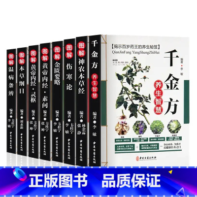 [正版]全套8册中医名著图解本草纲目黄帝内经伤寒杂病论张仲景千金方神农经金匮要略大全皇帝李时珍原版全集彩图版四大入门书籍