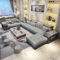 布艺沙发现代简约U型客厅整装转角多功能组合科技免洗乳胶布家具