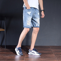 夏季余文乐破洞牛仔短裤男士潮牌乞丐中裤宽松大码五分裤马裤薄款CYLLSUPER