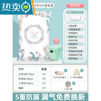 敬平家用抽真空压缩袋收纳袋加厚被子衣物棉被电泵行李箱空气专用袋子 5大5中5小1电泵 中号(80*60cm)