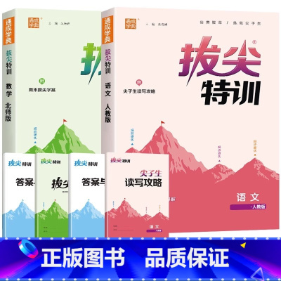 [两本]语文(人教)+数学(北师) 六年级下 [正版]三年级下册拔尖特训一年级二年级四五六年级上册语文数学英语人教版pe