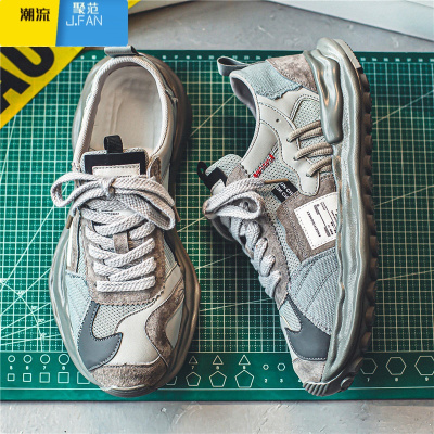 聚范男鞋2024夏季新款网面厚底增高耐磨跑步老爹防滑男士透气运动潮鞋