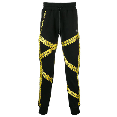 PHILIPPPLEIN菲利浦·普莱因黑色新款黑色棉质印花卫裤