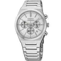 SEIKO/精工 Essentials系列男士手表 银色不锈钢日期显示三眼计时休闲腕表