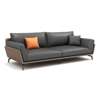 易企采 三人位办公室接待沙发简约商务接待洽谈会客区休闲沙发家用超纤皮质沙发