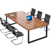 汉诺鑫威会议桌长桌简约现代工作台会议室长条桌办公桌椅组合1.8*0.9(米)带6椅